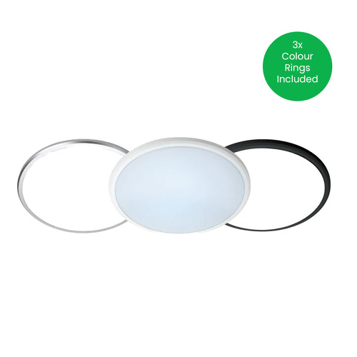 14W 290mm 4000K LED Button With 3 Colour Rings included (White, Silver, Black)